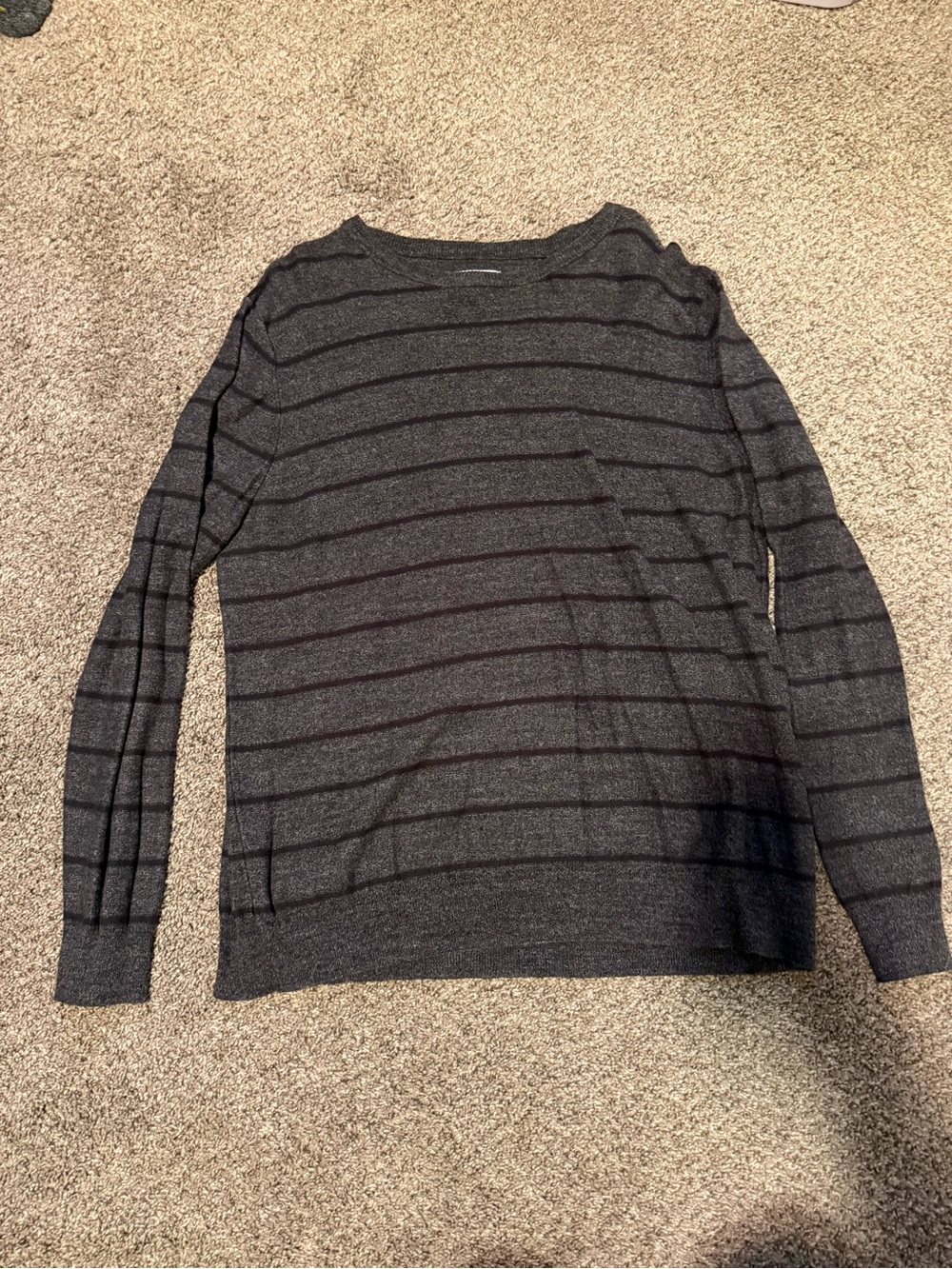 Sonoma Men's Charcoal Crewneck Sweater with Subtle Stripes